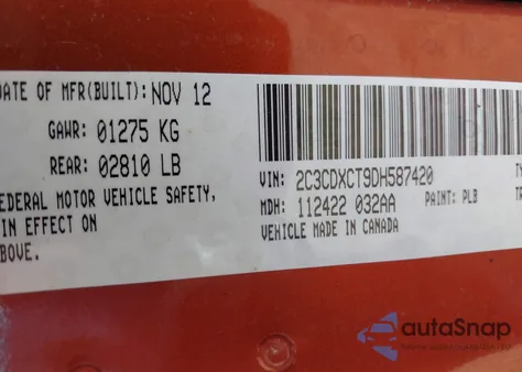 2013 Dodge Charger R/T Plus из США, поврежденный, VIN 2C3CDXCT9DH587420